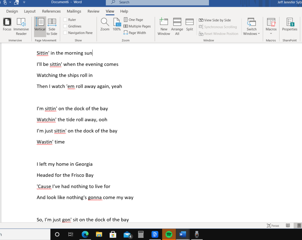 Screenshot 2 of post shows text of blues song in Word.