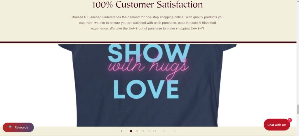 Braised and Blanched eCommerce store 100% Customer Satisfaction guarantee.