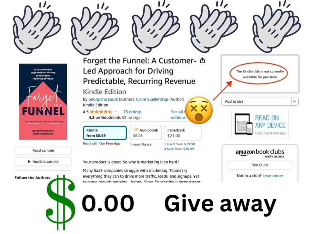 Amazon snafu? Forget the Funnel gave customers the chance to email and get a pdf version, plus, put on reduced price for new customers. 